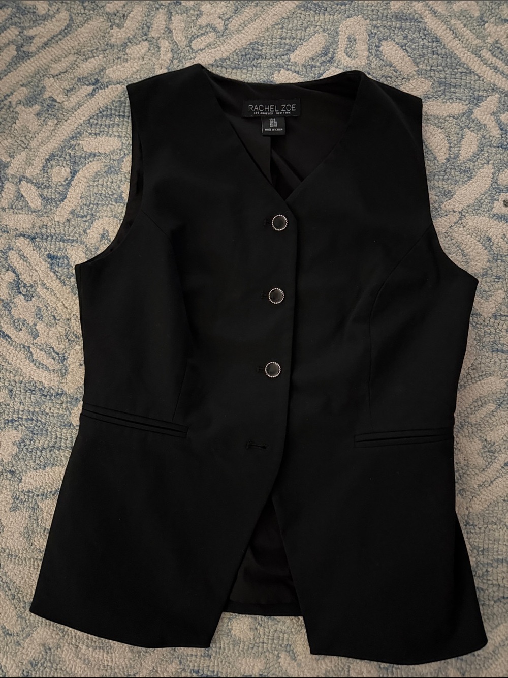 Rachel Zoe Black Tailored Sleeveless Blazer Vest